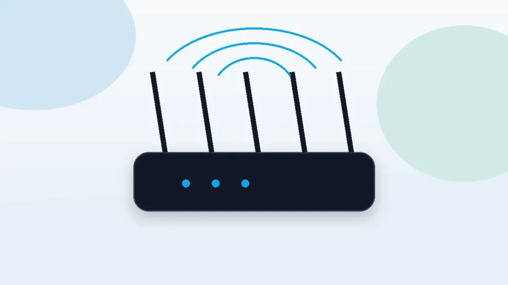 Wi-Fi router with signal arcs representing home internet gear